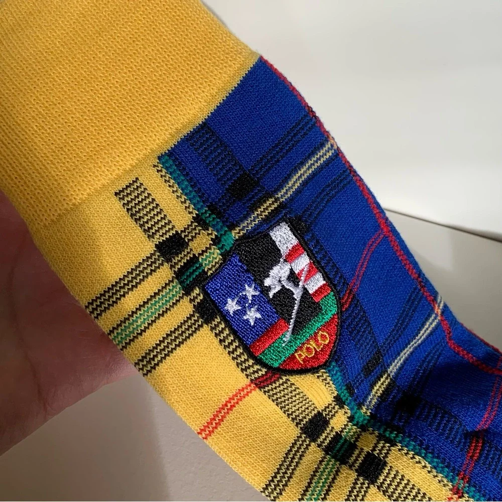 NWOT Special Ralph Lauren ski club long socks embroidered plaid